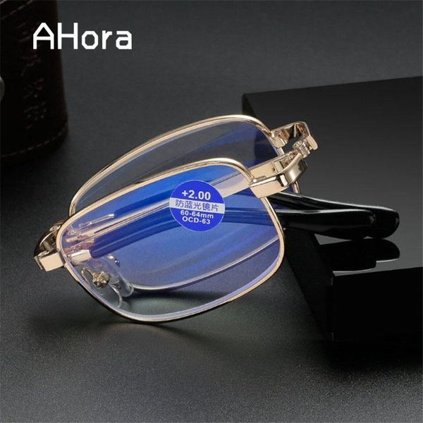 

sunglasses ahora men business foldable reading glasses alloy presbyopia eyeglasses with brown case +1.0+1.5+2.0+2.5+3.0+3.5+4.0 unisex, White;black