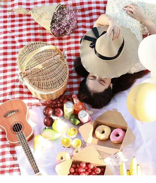 

storage baskets woven wicker picnic basket creative tote camping food fruit bread flower display box kitchen orginazer