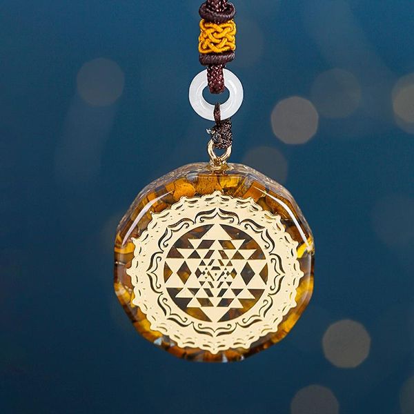 Orgonit Halskette Sri Yantra Anhänger Heilige Geometrie Tigerauge Energie Für Frauen Männer Schmuck Halsketten