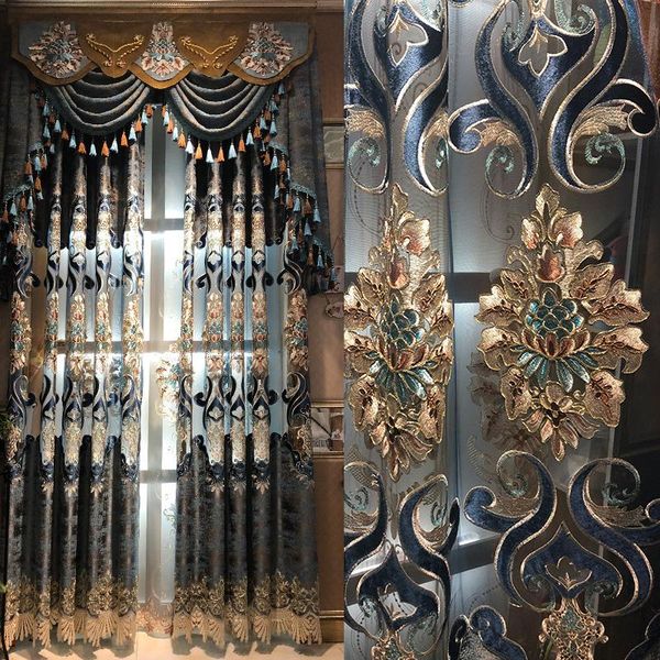 

curtain & drapes european style flannel embroidered curtains and blackout for living dining room bedroom