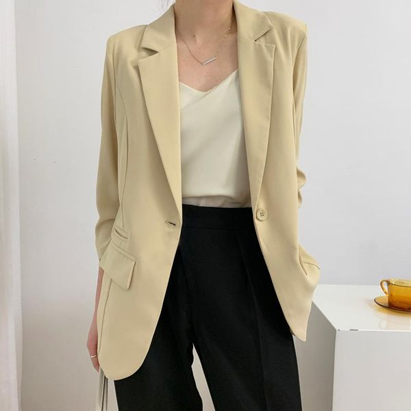 

women's suits & blazers vintage 2021 spring autumn blazer women casual elegant coat jacket female outwear korean chic lady femme mujer, White;black