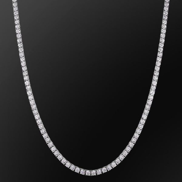 

chains men's 4mm zircon inlaid tennis bracelet or necklace wholesale, Silver