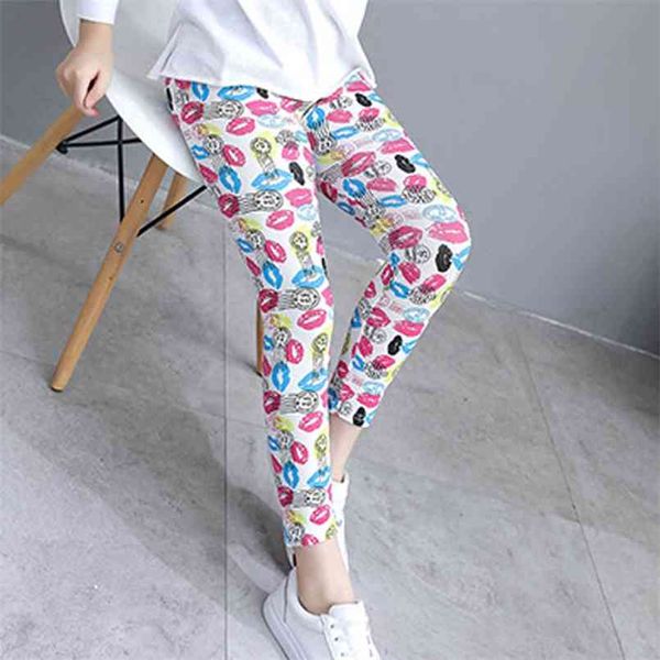 

spring and autumn casual lips allover leggings for kid girl tights 210528, Blue