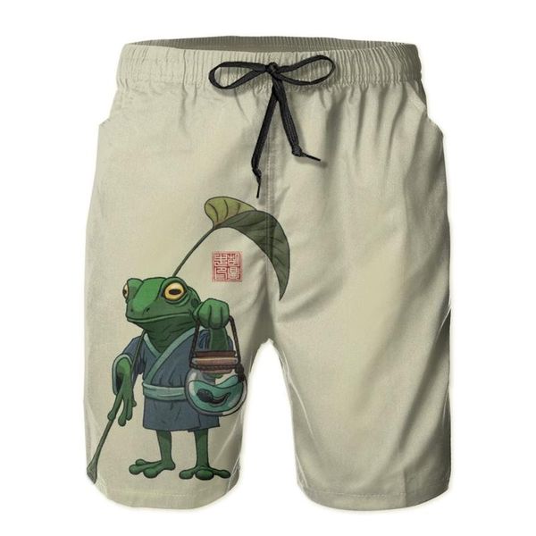 

men's shorts mens sweatpants a frog and his son surfing beach board swim trunks sport quick dry mesh casual humor pretty short for boy, White;black