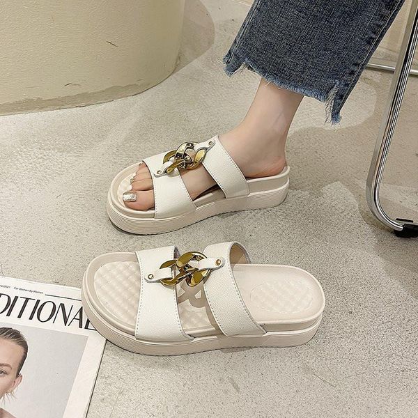 

slippers beach shoes casual platform rivet slides med slipers women sabot luxury flat 2021 pu metal decoration fashion, Black