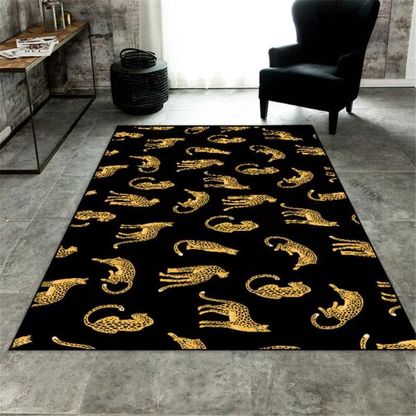 

carpets luxury leopard pattern black carpet living room fashion decoration bedroom home floor mat hallway rug bedside boy