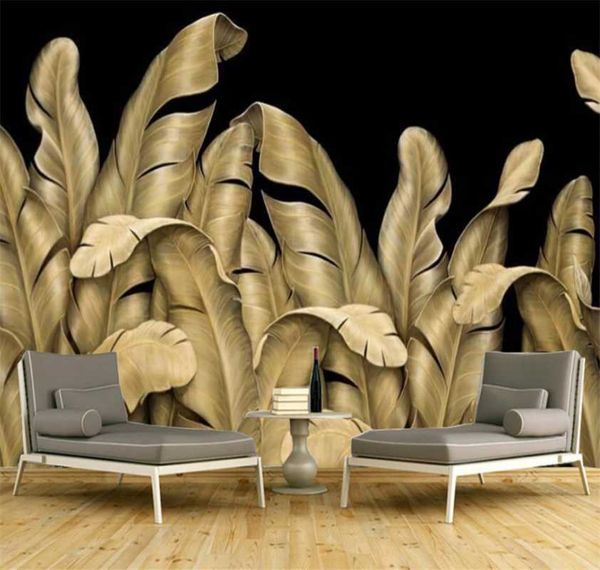 

wallpapers xuesu custom 3d wallpaper 8d mural banana leaf background wall decoration painting