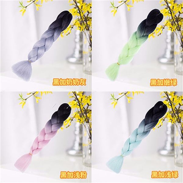 

wig black two color gradient reggae general hair rope hidden pigtail high temperature, Black;brown