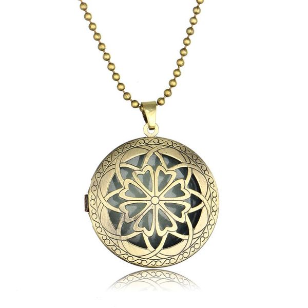 

pendant necklaces blue green light round 30mm luminous bronze copper vintage clover necklace gift fluorescent glow in dark, Silver