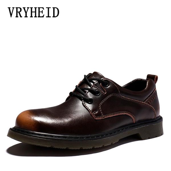 

dress shoes vryheid men leather casual 2021 genuine oxford fashion lace up outdoor work shoe sapatos, Black
