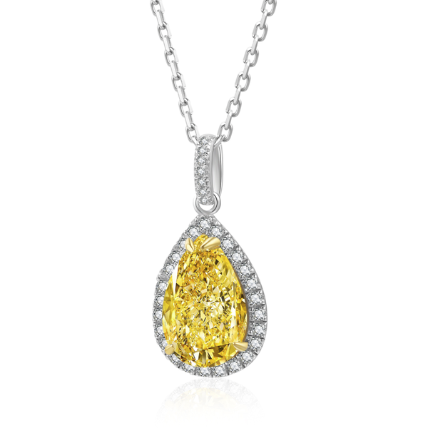 

chains classic design jewelry sterling silver 925 gemstones yellow diamond pear shape pendant link chain necklace