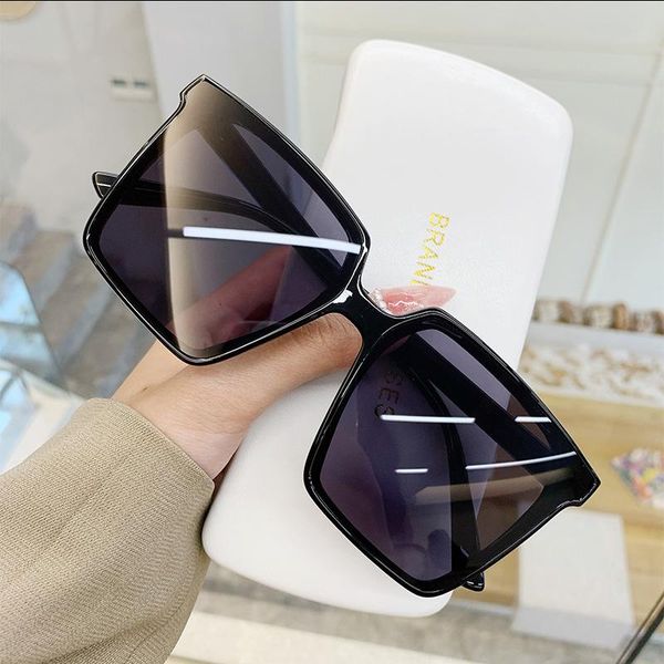 

sunglasses 2021 vintage fashion square women designer clear gradient sun glasses female uv400 big frame eyewear, White;black