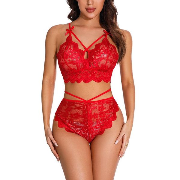 

pyjamas set three point lingerie lace bra underwear two piece suit large pajamas, Black;white