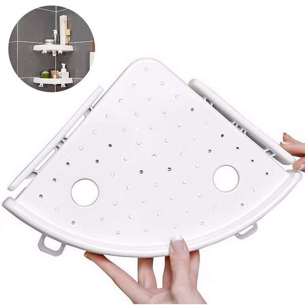 

bathroom storage & organization triangular shower shelf corner bath holder organizer rack white wall mount dc156