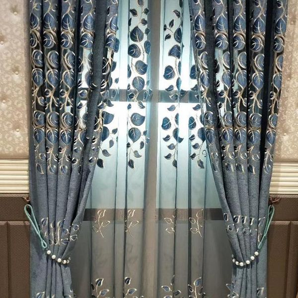 

curtain & drapes high-end chenille shading embroidery curtains for bedroom living room balcony jacquard tulle decoration