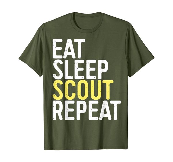 

eat sleep scout repeat t-shirt funny scouting gift shirt, White;black
