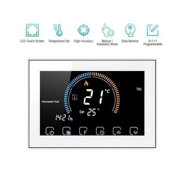 

smart home control programmable room thermostat backlit lcd water heating temperature controller bht-8000-gb