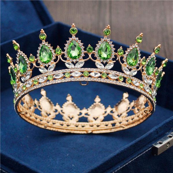 

hair clips & barrettes baroque crystal bridal tiaras and crowns royal queen king round diadem brides wedding crown jewelry pageant headdress, Golden;silver