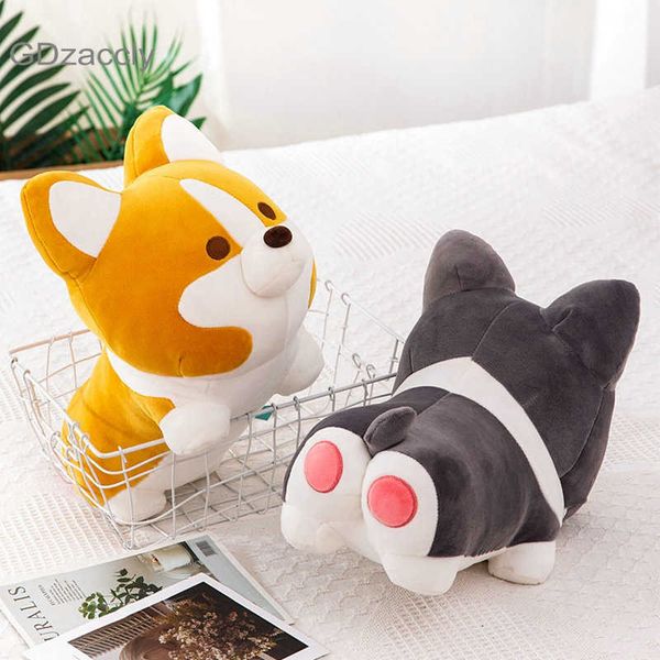 Super bonito rosa ass ovo corgis cão brinquedo de pelúcia macio recheado japão figura shiba inu galês pembroke cães plushies abraço boneca para crianças q0727