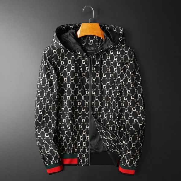 

Fashion Jacket Men's Autumn 2021 Hooded Printed Youth Top Wear, Black