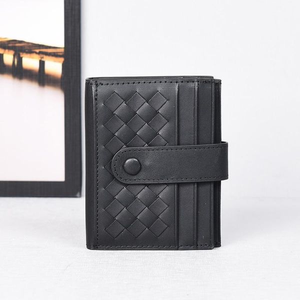 

card holders men's wallet holder for id 16 cards credential bank genuine leather woven business mini brand design, Brown;gray