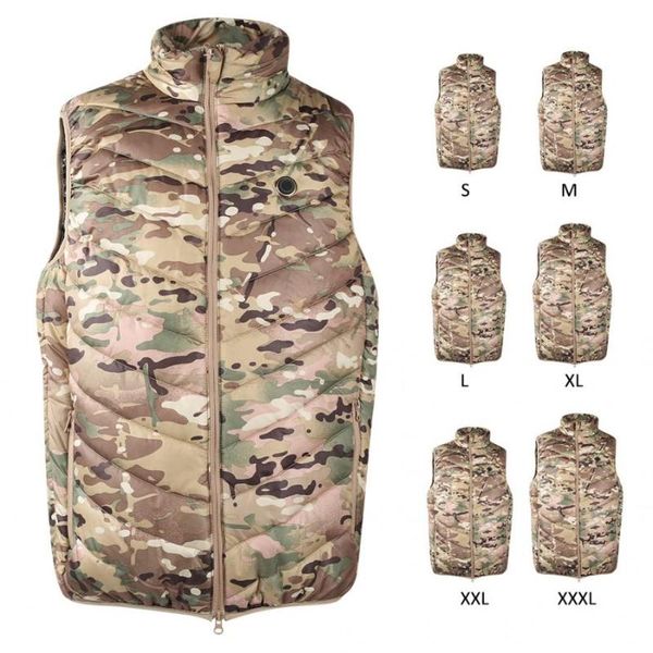 

heating vest nylon usb safe three gear temperature adjustment electric waistcoat camouflage outdoor exercise warm back support, Black;blue