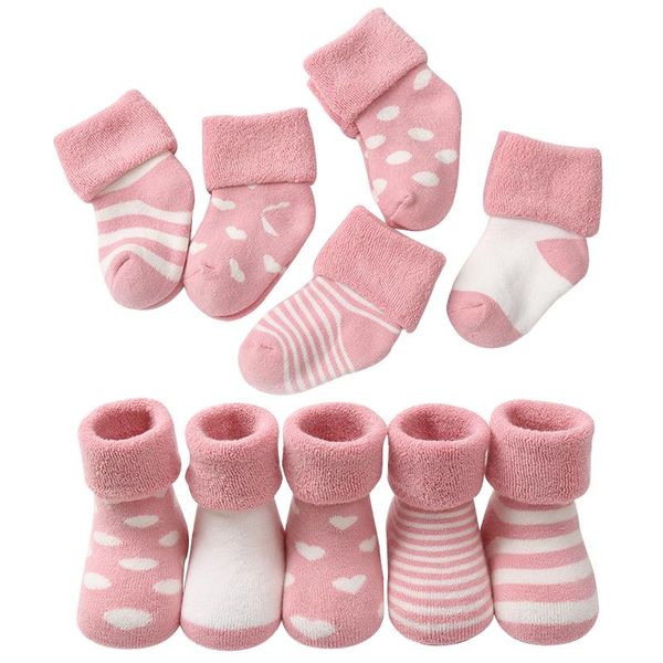 

socks 5 pairs baby cotton warm autumn winter terry for born toddler boys girls sock infant gifts stuff, Pink;yellow