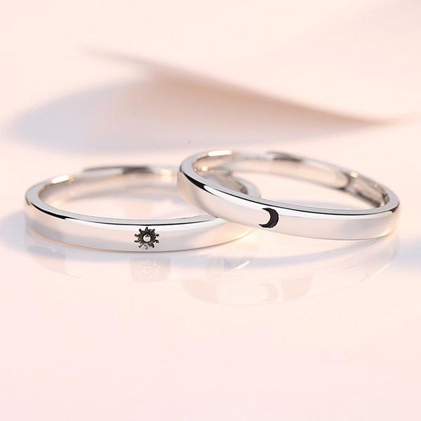 

wedding rings fashion silver color couple engagement bride bridegroom jewelry sun moon lover anniversary gifts, Slivery;golden