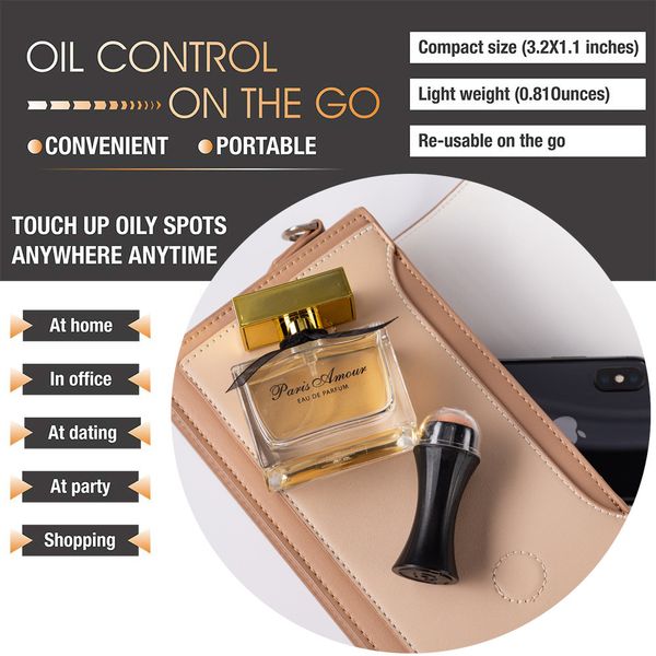 

new oil-absorbing volcanic face roller reusable facial skincare tool for at-home or on-the-go mini massage oil control stickscouts