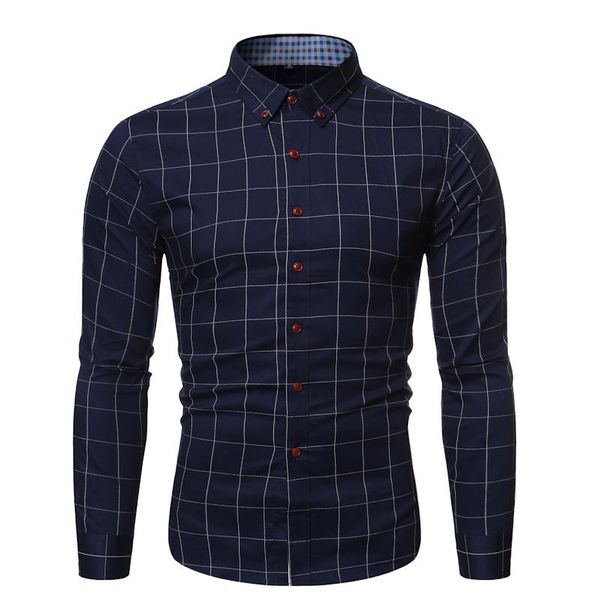 

men's casual shirts autumn fashion brand men clothes slim fit long sleeve shirt plaid cotton social plus size -5xl, White;black