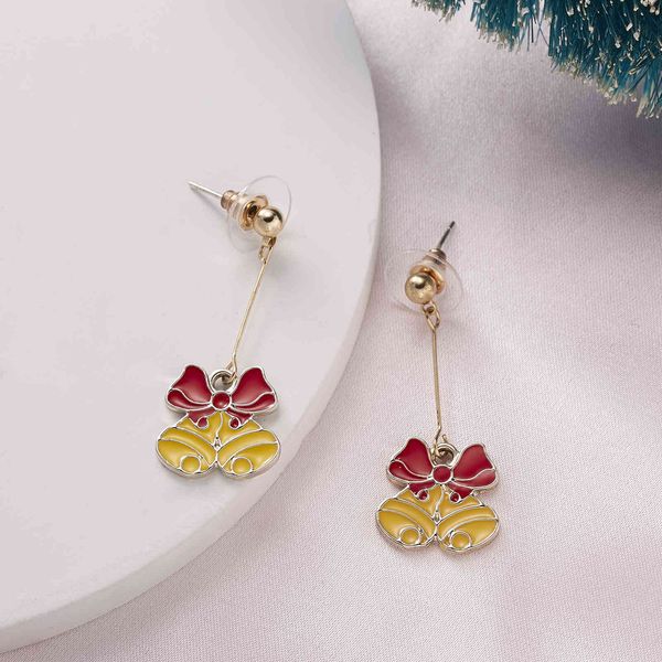 

christmas simple bell earrings alloy diamond earrings
