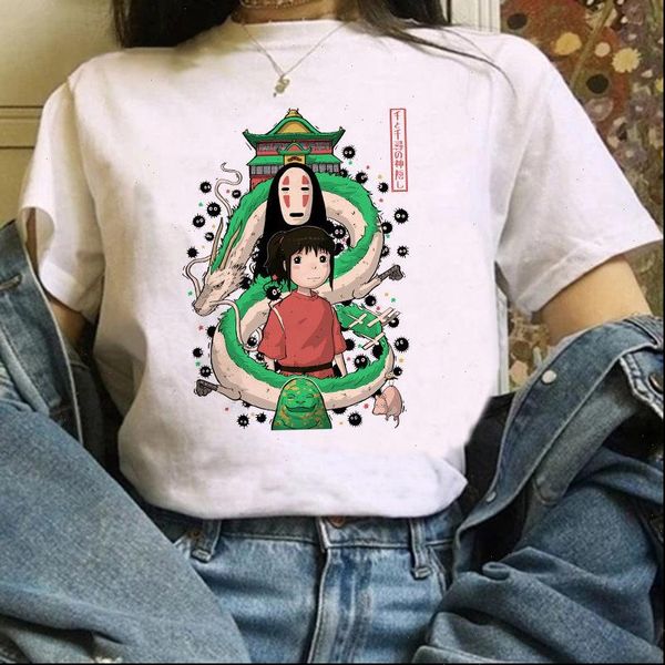 

my womens neighbor totoro harajuku summer t shirt studio ghibli kawaii printed hayao miyazaki chihiro graphics tee, White