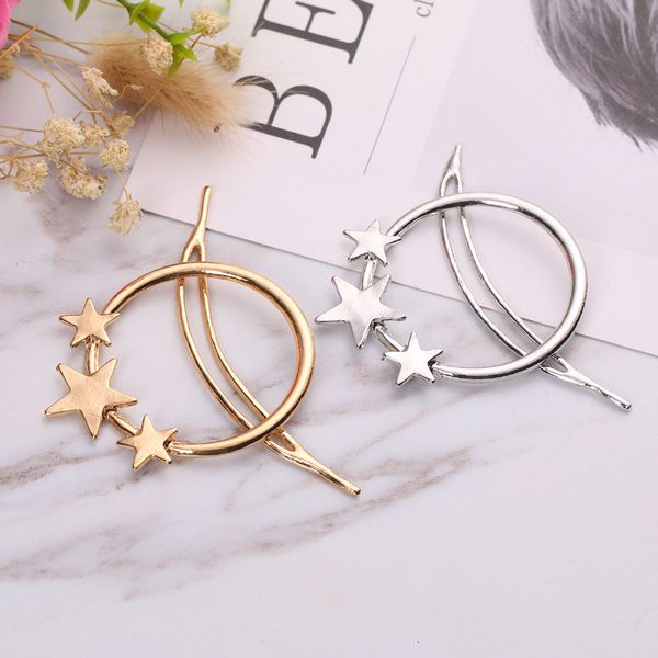

hair ornament headdress geometry size star circle moon hairpin side clip hairpin, Golden;silver