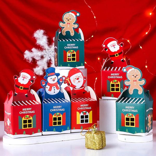 

gift wrap paper boxes christmas present muffin packaging box xmas snowman santa claus with greeting card