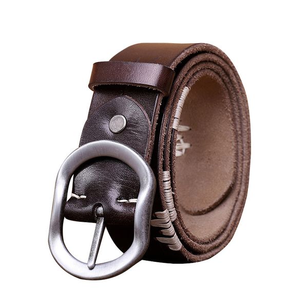 

british handmade retro style personality fashion brand leather pin buckle european american pure cowhide mens jeans belt no., Black;brown