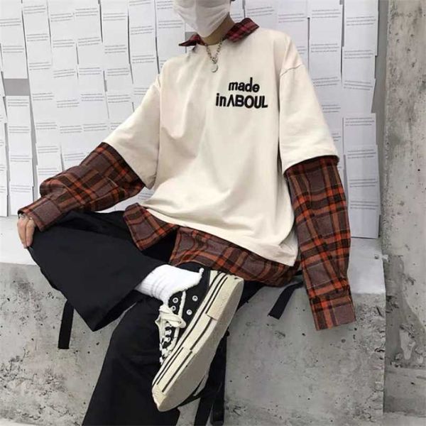 

deeptown kawaii hoodies korean style women long sleeve pullover plaid sweatshirt oversized streetwear kpop tracksuit female 211109, Black
