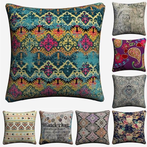 

cushion/decorative pillow floral bohemian mandala pattern decorative cotton linen cushion cover 45x45cm for sofa chair case home decor almof