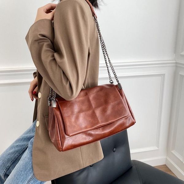 

evening bags s chain pu leather crossbody for women 2021 simple fashion shoulder bag lady luxury handbags bolsa feminina