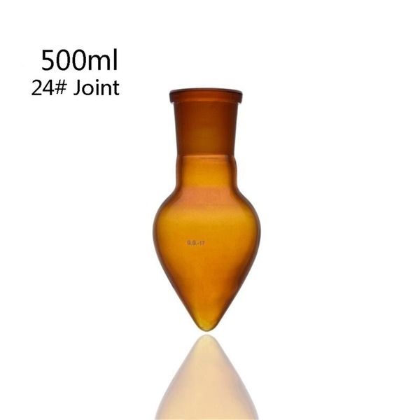 

lab supplies 500ml amber boiling flask pear shaped with 24# joint 3.3 borosilicate glass heat resistant rotary evaporator flask-
