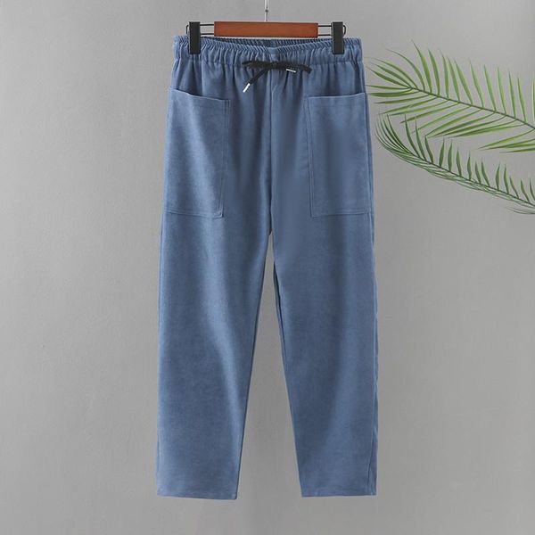 

plus size pants women's elastic waist large pockets on both sides cotton brushed fabric trousers for fatwomen, Black