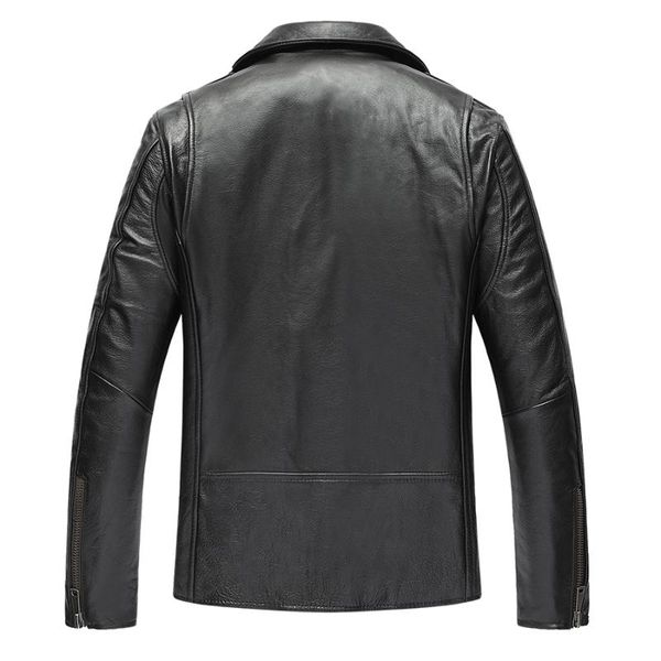 

men's leather & faux genuine jacket men real cow bomber jackets autumn winter warm motocycle plus size 19-218 mf603, Black