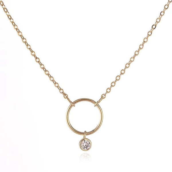 

pendant necklaces simple crystal necklace korean style golden clavicle chain gental temperament jewelry for woman girl gifts, Silver