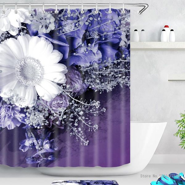 

shower curtains european and american style 3d digital printing bathroom curtain waterproof polyester with hook