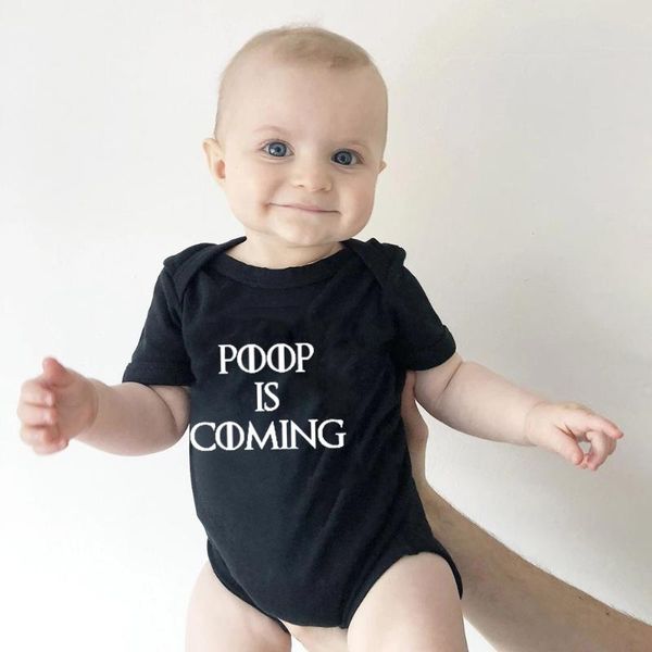 

rompers 2021 born poop is coming letter print baby funny printing infant boy girl cute romper soft short sleeve clothes, Blue