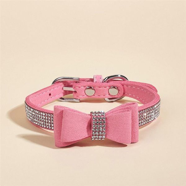 

dog collars & leashes 1 set rhinestone collar adjustable bowknot training
