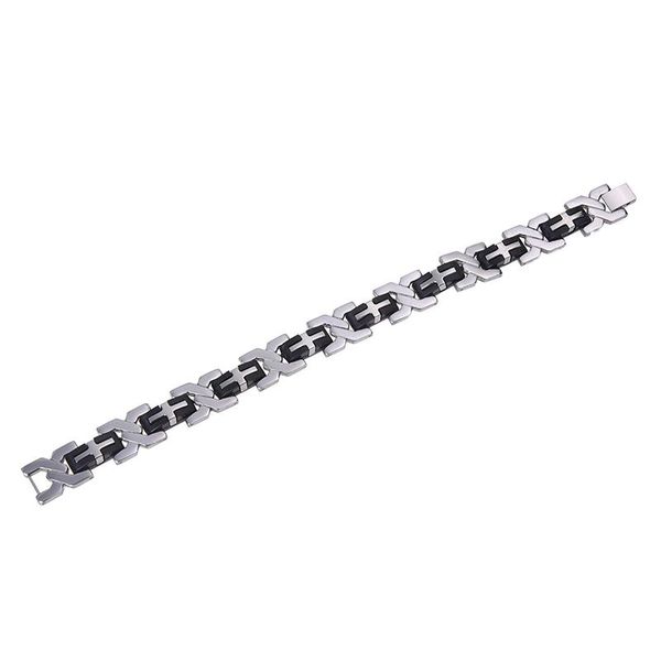 

charm bracelets silver cross 15 mm black silicone titanium metal bracelet, Golden;silver