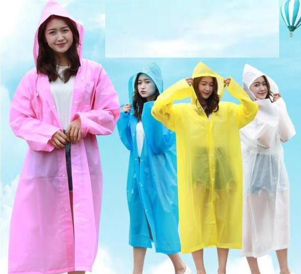 

raincoats portable eva plastic hooded raincoat transparent fishing must poncho rainwear with button rain coats sn734