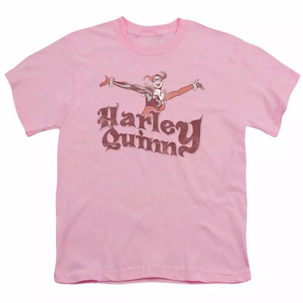 

harley quinn harley hop vintage kids youth t shirt licensed dc comics light pink, White;black