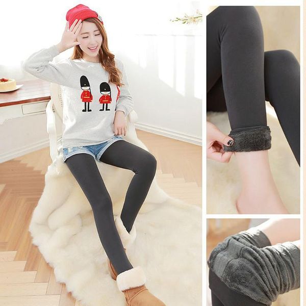 

women's leggings women ly heat fleece winter stretchy warm lined slim thermal pants pantacollant-dropship in stock#k8, Black