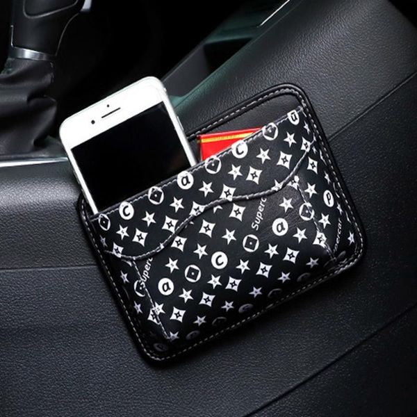 

car organizer high-quality pu leather fashion multi-function mobile phone storage box seat clip bag interior supplies